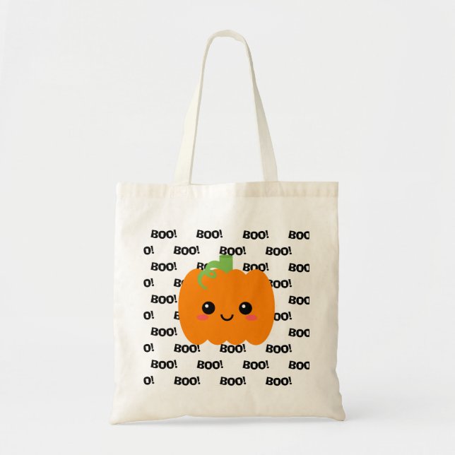 Halloween Trick or Treat Bag, Pumpkin Tote Bag (Front)