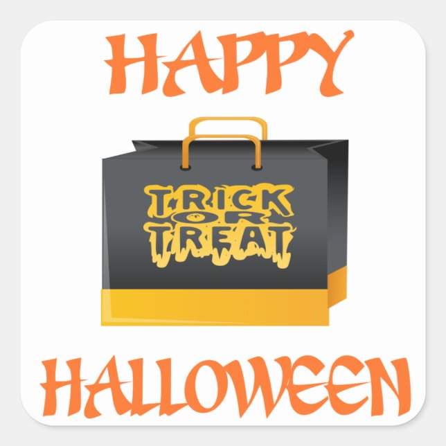 Halloween Trick or Treat Bag Square Sticker (Front)