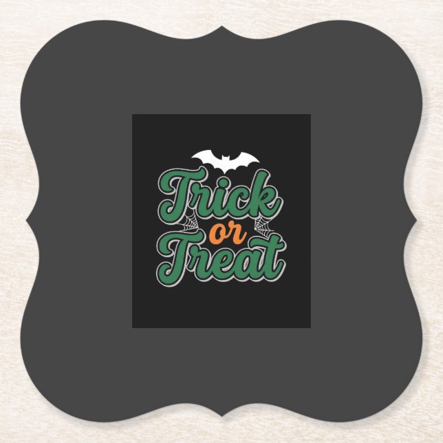 Halloween Trick or Treat Bat Web Design_1 Paper Coaster (Front)