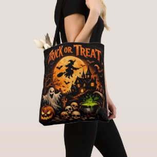 Halloween Trick or Treat Black and Orange  Tote Bag