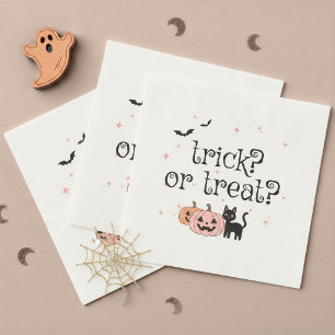 Halloween Trick or Treat Black Cat Motif ID1325 Napkin