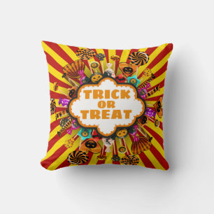 Halloween Trick or Treat Candy and sweets. Autumn Cushion