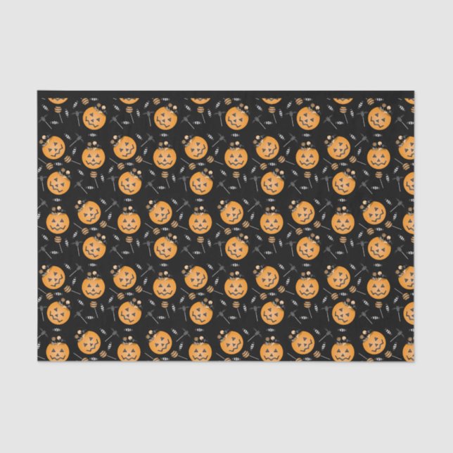 Halloween Trick Or Treat Candy Bucket Pattern Tissue Paper (Front)