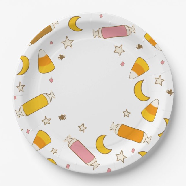 Halloween Trick or Treat Candy Classics Party Paper Plate (Front)