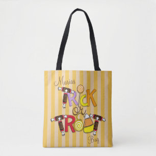 Halloween Trick or Treat Candy Cute Whimsical Tote Bag