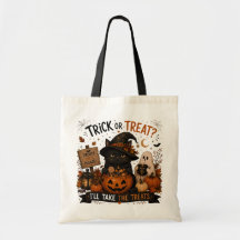 Halloween Trick or Treat Candy Tote Bag for Kids