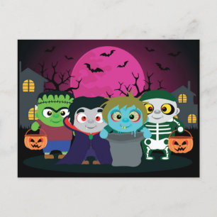 Halloween trick or treat children Holiday Postcard