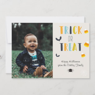 Halloween "Trick or Treat" Custom Photo Holiday Card