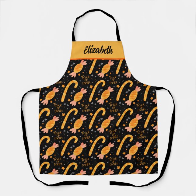 Halloween Trick or Treat Customised Kitchen Apron (Front)