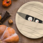 Halloween Trick or Treat Cute Mummy Squiggly Eyes Paper Plate<br><div class="desc">Available here:
http://www.zazzle.com/selectpartysupplies</div>