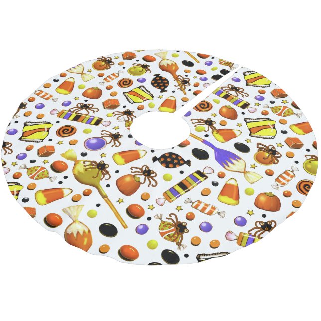 Halloween Trick-or-Treat Decor Brushed Polyester Tree Skirt (Angled)