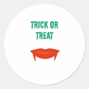 Halloween - Trick or Treat Fangs Classic Round Sticker