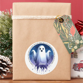 HALLOWEEN Trick Or Treat Ghost By Night Classic Round Sticker