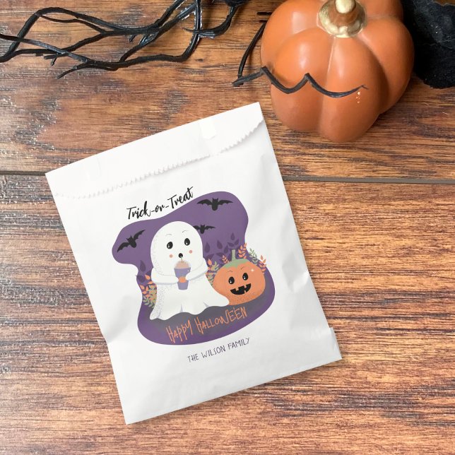 Halloween Trick-or-Treat Ghost Candy Favour Bags (One bag shown .)