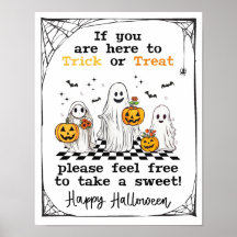 Halloween Trick or Treat ghosts porch candy sign