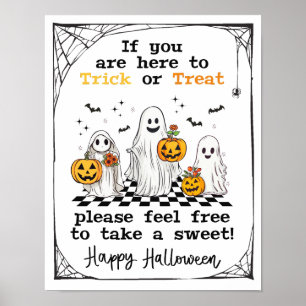 Halloween Trick or Treat ghosts porch candy sign