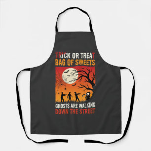 Halloween Trick or Treat Ghosts Walking Street Apron