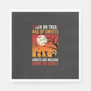 Halloween Trick or Treat Ghosts Walking Street Napkin