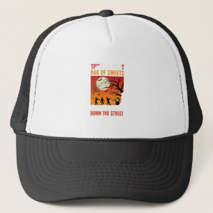 Halloween Trick or Treat Ghosts Walking Street Trucker Hat