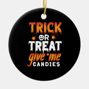 Halloween Trick Or Treat Give Me Candies Ceramic Tree Decoration