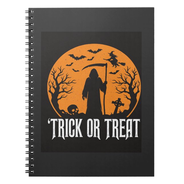 Halloween Trick or Treat Grim Reaper Design_1 Notebook (Front)