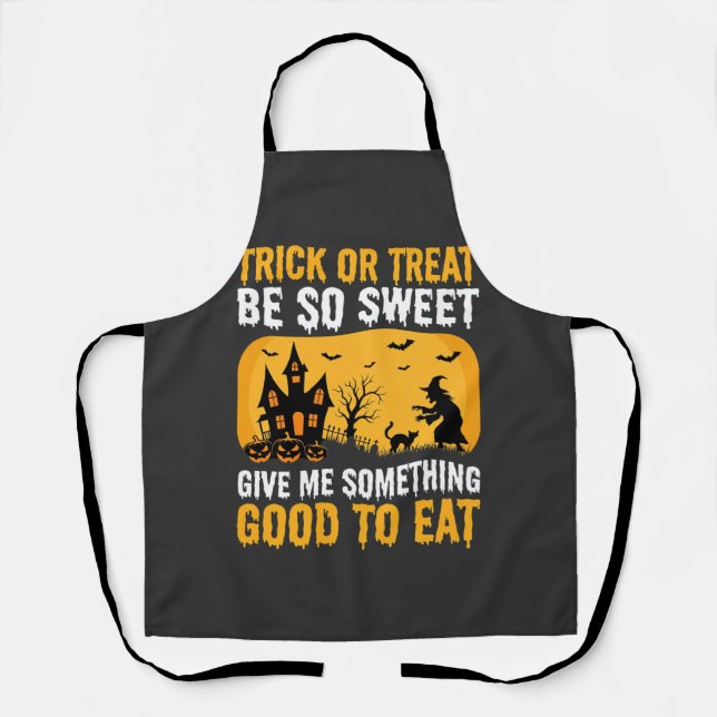 Halloween Trick or Treat Haunted House Witch Apron (Front)