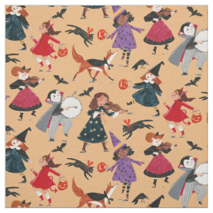 Halloween Trick or Treat Kids Costume Pattern Fabric