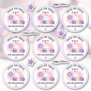 Halloween Trick Or Treat Name Pink Kiss Cut