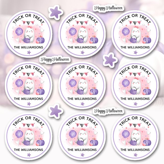 Halloween Trick Or Treat Name Pink Kiss Cut (Halloween Trick Or Treat Name Pink Kiss Cut Sticker)