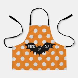 Halloween trick or treat orange polka dots apron