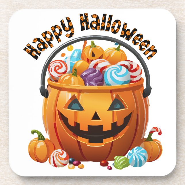 Halloween Trick Or Treat Pail & Candy Coaster (Front)
