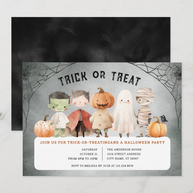 Halloween Trick or Treat Party Invitation (Front/Back)