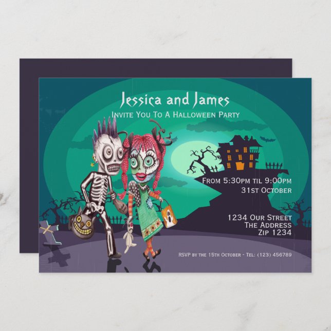 Halloween Trick or Treat Personalised Invitation (Front/Back)