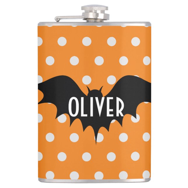 Halloween trick or treat personalised monogram  hip flask (Front)