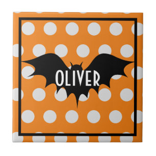 Halloween trick or treat personalised monogram tile