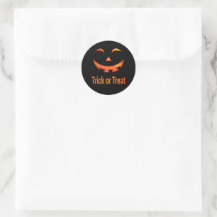 Halloween Trick or Treat Pumpkin Face Classic Round Sticker