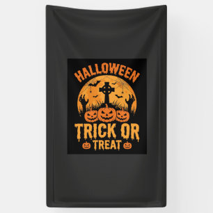 Halloween Trick or Treat Pumpkin Graveyard Design Banner