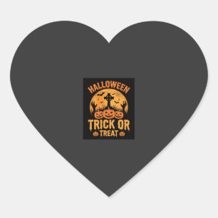 Halloween Trick or Treat Pumpkin Graveyard Design Heart Sticker