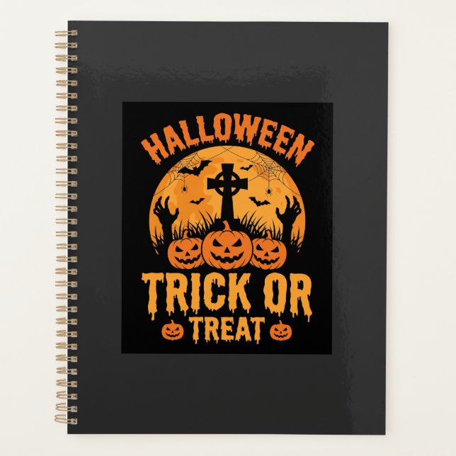 Halloween Trick or Treat Pumpkin Graveyard Design Planner (Front)