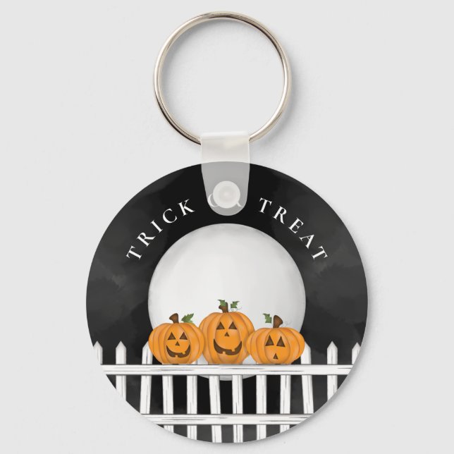 Halloween Trick Or Treat Pumpkin Jack O Lanterns Key Ring (Front)