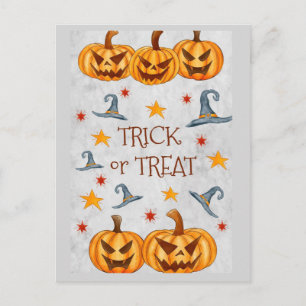 Halloween Trick or Treat Pumpkins Postcard