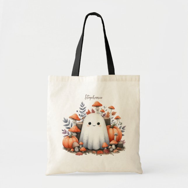 Halloween Trick or Treat Shoulder Tote Bag (Front)