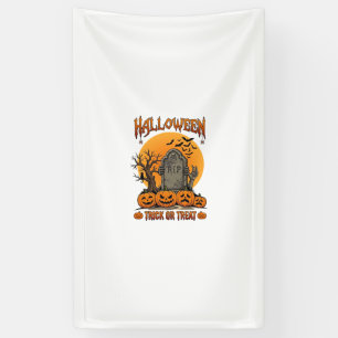 Halloween Trick Or Treat Tombstone Zombie Hands Pu Banner