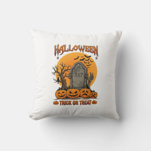 Halloween Trick Or Treat Tombstone Zombie Hands Pu Cushion