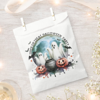 HALLOWEEN Trick Or Treat Two Ghosts With Pumpkins Favour Bags