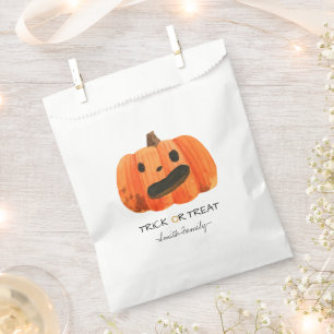 Halloween Trick or Treat Watercolor Pumpkin Favour Bags