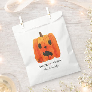 Halloween Trick or Treat Watercolor Pumpkin Kids' Favour Bags