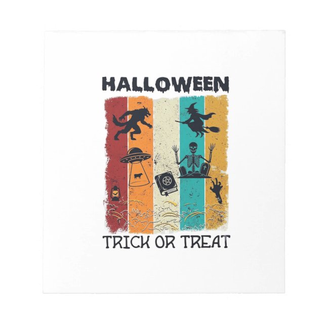 Halloween Trick Or Treat Werewolf Witch Skeleton U Notepad (Front)