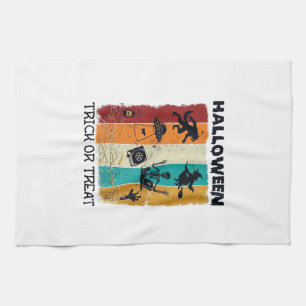Halloween Trick Or Treat Werewolf Witch Skeleton U Tea Towel