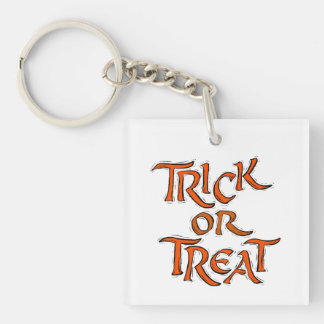 Halloween Trick or Treat Words Key Ring
